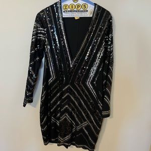 Express Black and silver Sparkle dress size large! Worn once and dry cleaned!